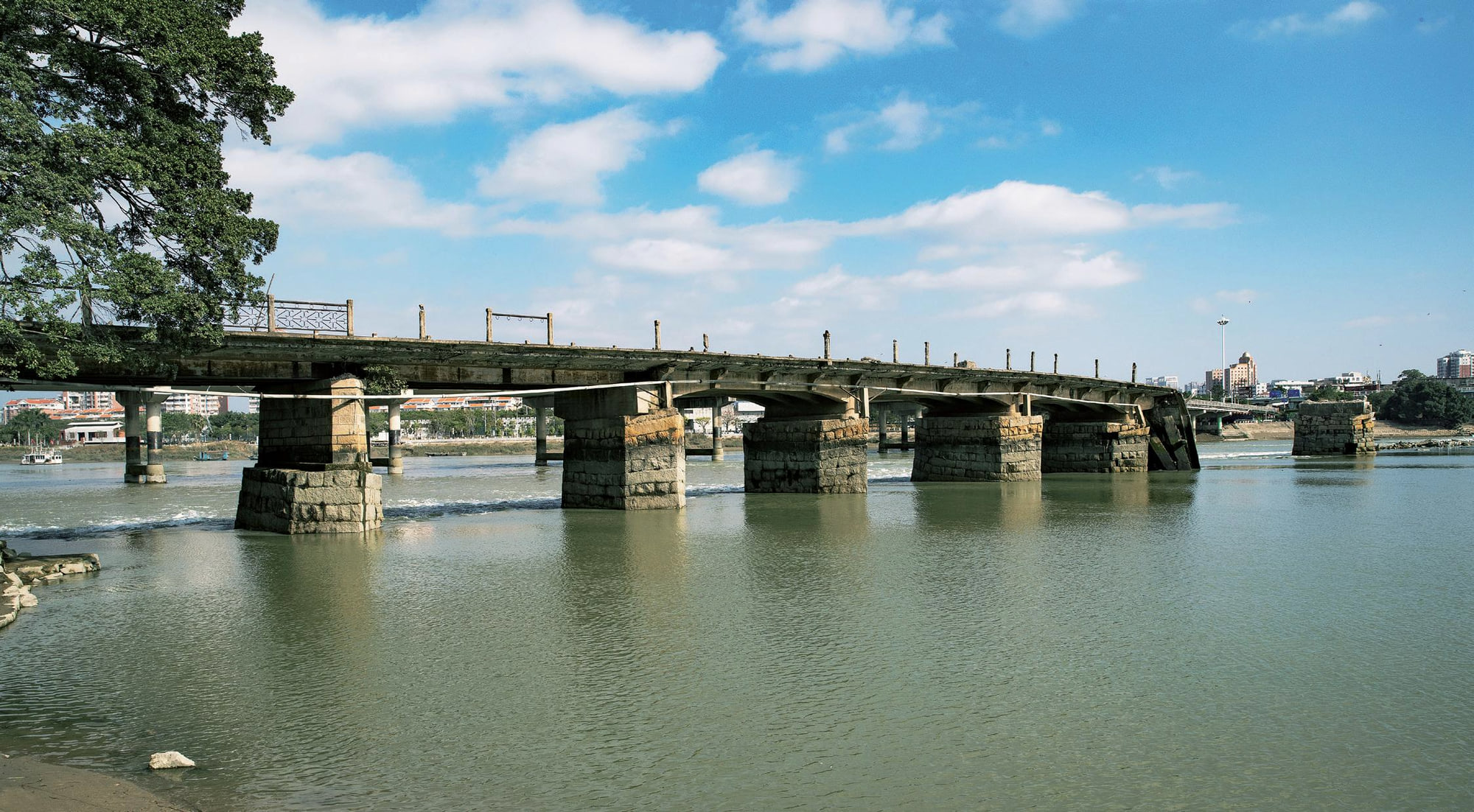 The surviving stone piers and spans at the Site of Shunji Bridge